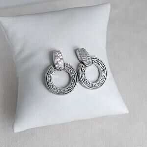 Brighton Central Park Dangle Earrings Retired Etched Silver Plated Door Knocker